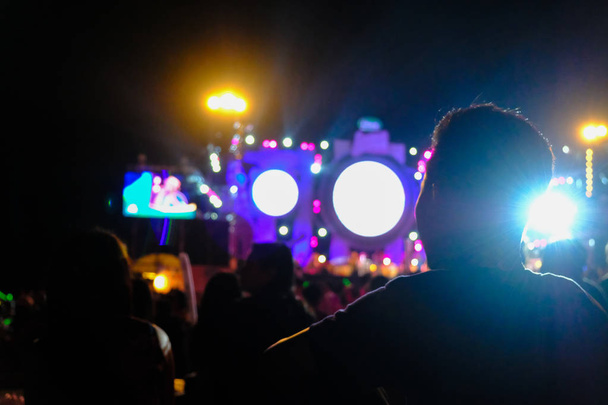 Defocused entertainment concert lighting on stage, blurred disco - Photo, Image