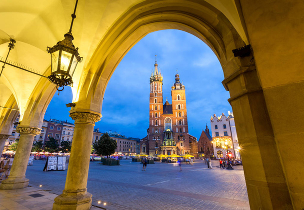 old town of Krakow in Poland  at night - Photo, Image