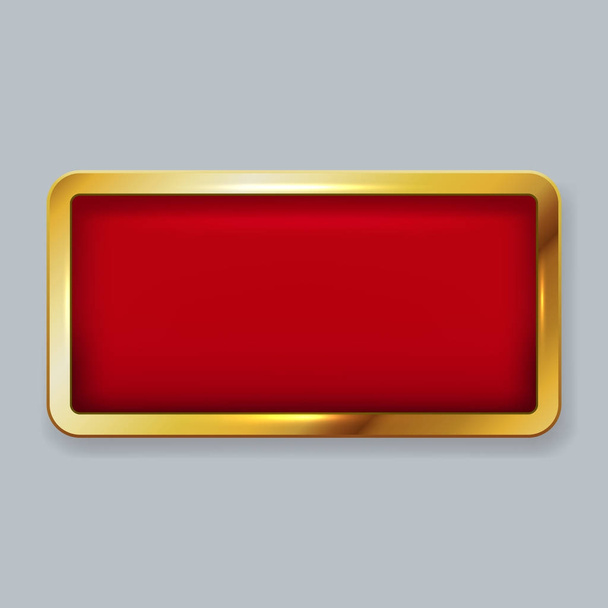 Golden frame with red velvet copy space vector template. - Vetor, Imagem