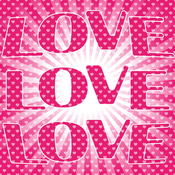 Pop Art Pattern with the lettering love for Valentine's day in the style of comics - Vector, Image