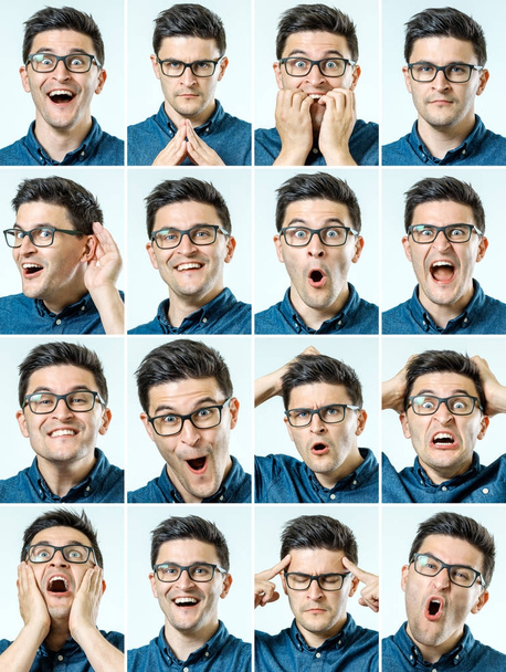Mosaic of man expressing different emotions - Фото, зображення