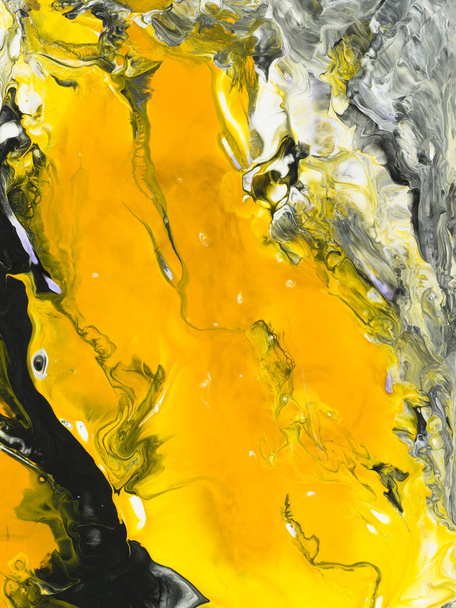 黒と黄色大理石抽象的な手描きの背景 - 写真・画像