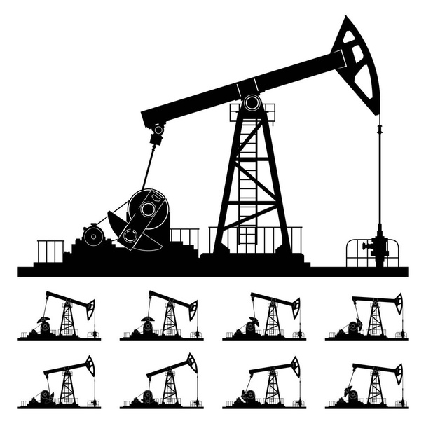 Nove diverse posizioni Pompe per olio da lavoro
 - Vettoriali, immagini