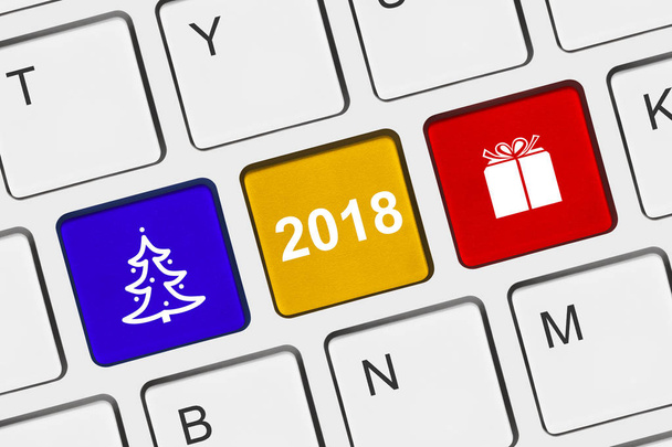 Computer keyboard with New Year keys - Foto, afbeelding