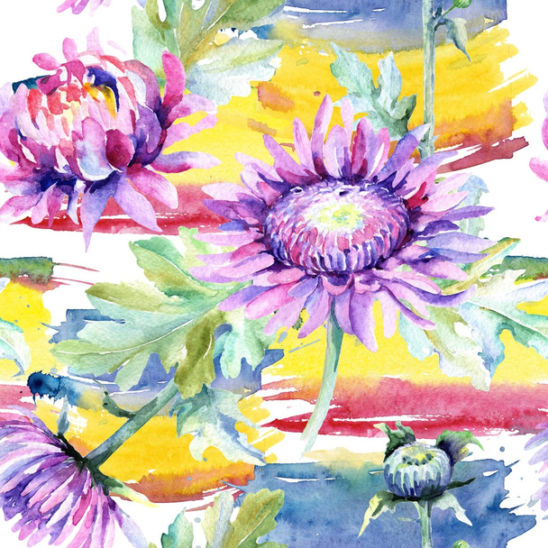 Wildflower chrysant bloemenpatroon in een aquarel stijl. - Foto, afbeelding