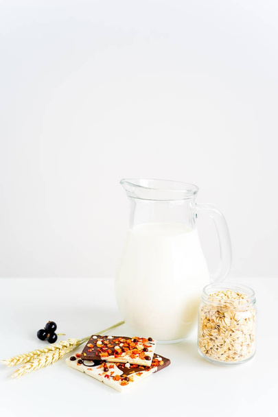 Oatmeal cookies with milk - Photo, image