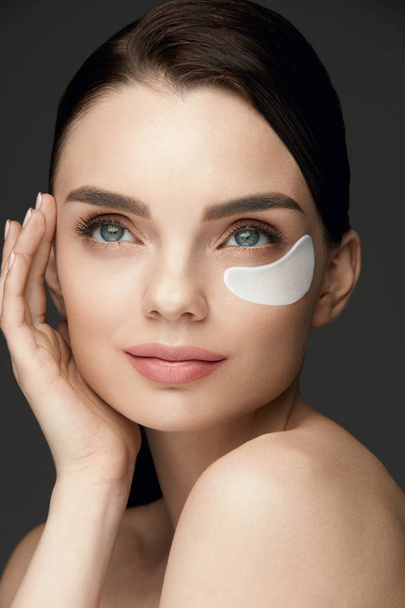 Patch Under Eye. Beautiful Woman Face With Patch On Skin - Фото, зображення
