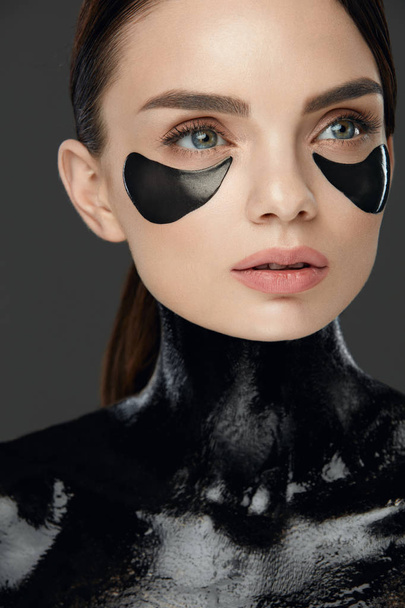 Face Care. Woman With Patches On Skin Under Eyes - Фото, изображение