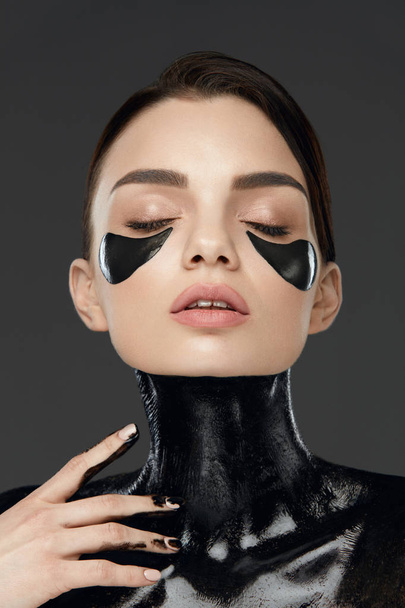Skin Care Mask. Woman With Mask And Patches - Valokuva, kuva
