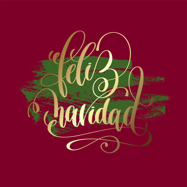 feliz navidad - merry christmas spanish  gold hand lettering - Vettoriali, immagini
