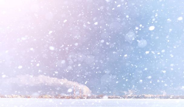 雪の風景には、広がりが覆われています。冬の公園 - 写真・画像