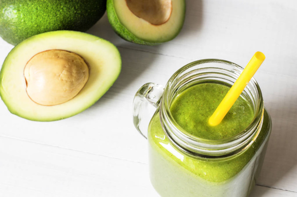 fresh avocado smoothie cocktail drink. healthy lifestyle concept - Photo, Image