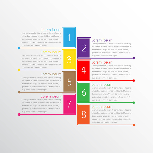 Διανυσματικά infographic πρότυπα που χρησιμοποιούνται για λεπτομερείς αναφορές. Και τα 8 θέματα. - Διάνυσμα, εικόνα