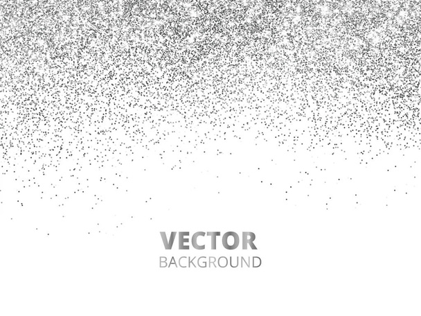 Falling glitter confetti. Vector silver dust, explosion isolated on white. Sparkling glitter border, festive frame. - ベクター画像
