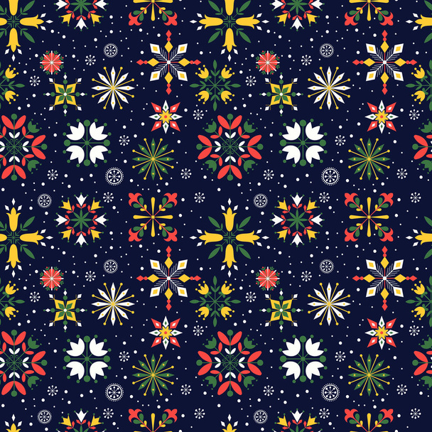 Christmas snowflakes seamless pattern - Vektor, Bild
