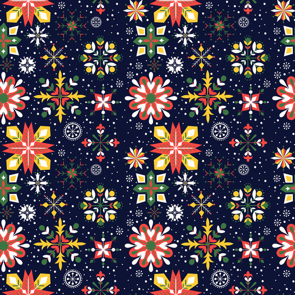 Christmas snowflakes seamless pattern - Vektor, Bild