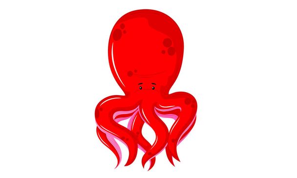 Red octopus living in the sea - Vector, Image