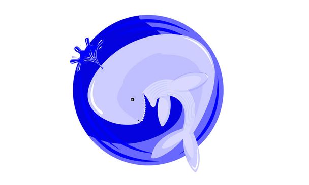 Ballenas azules nadan en el océano
 - Vector, Imagen