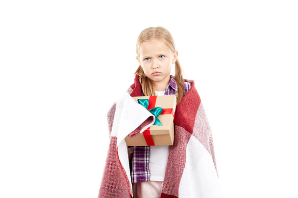 Girl with Xmas gift - Foto, Imagen