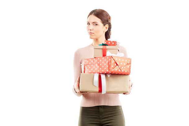Woman with Xmas gifts - Foto, immagini