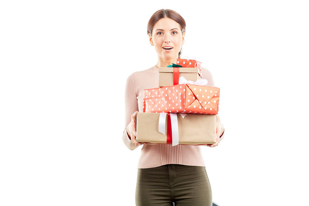 Woman with Xmas gifts - Foto, immagini