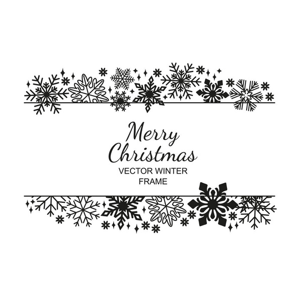 Άσπρο-μαύρο νιφάδα χιονιού καρέ, Χριστουγεννιάτικη διακόσμηση - Διάνυσμα, εικόνα