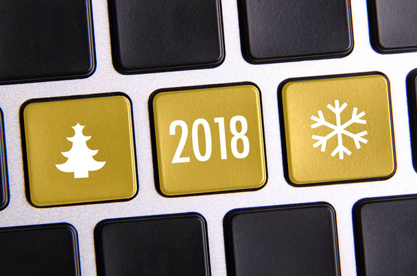New year 2018 on the keyboard.  - Photo, Image