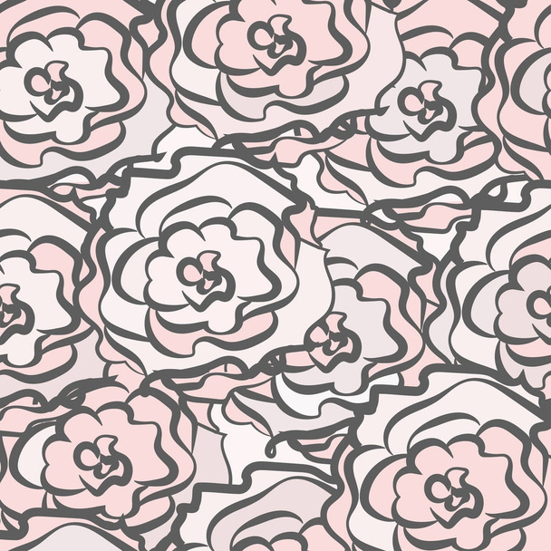 seamless pattern from outlines of roses - Vektor, Bild