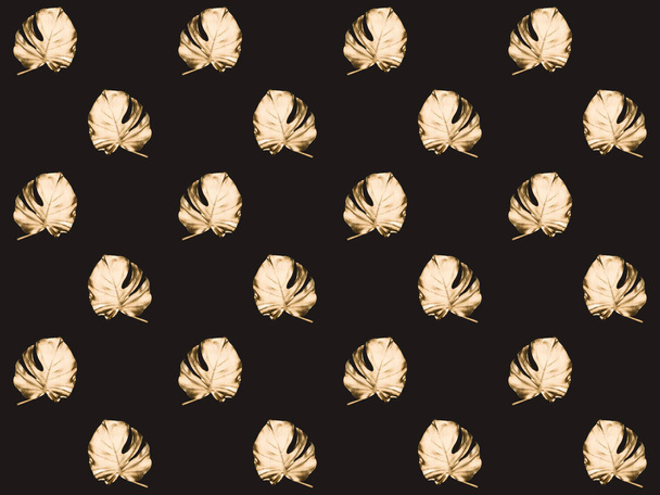 full frame of bright golden leaves isolated on black - Photo, Image