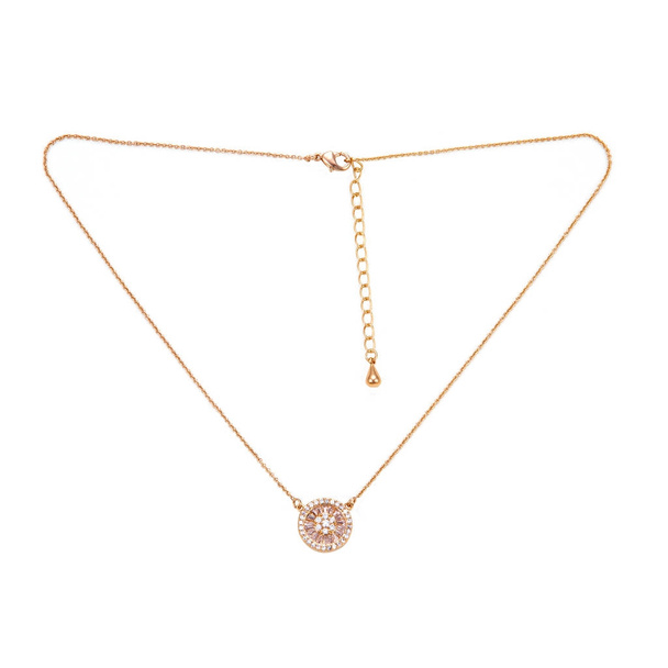 golden chain necklace with pendent on the white background - Foto, Imagem