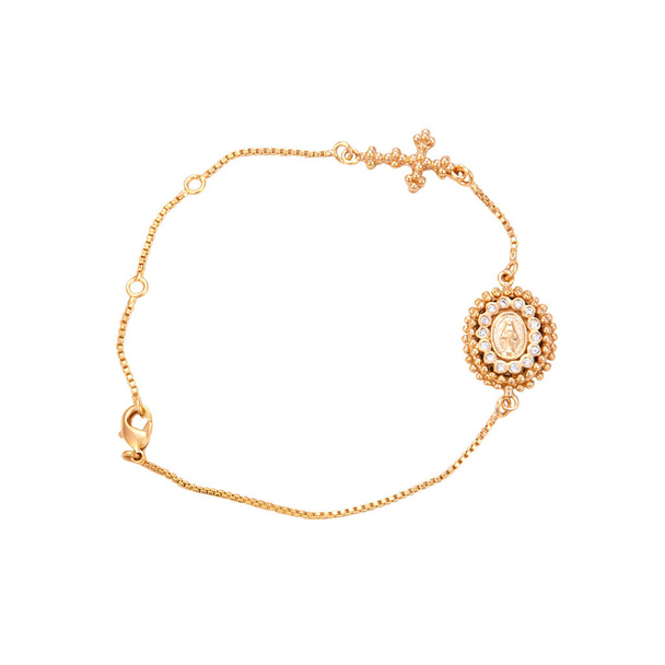 Gold Bracelet with a cross isolated - Foto, Imagem