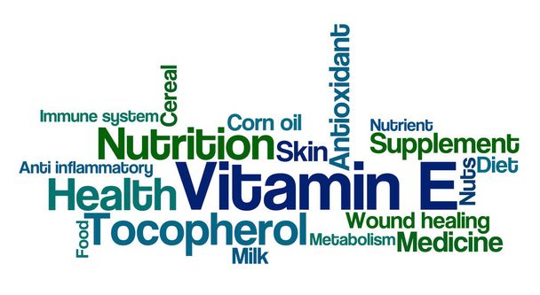 Beyaz bir arka plan - E vitamini Word Cloud - Fotoğraf, Görsel