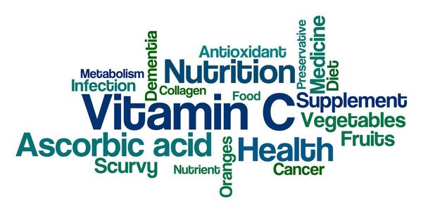 Nube de palabras sobre un fondo blanco - Vitamina C
 - Foto, imagen
