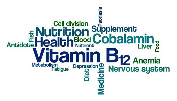 Nuage de mots sur fond blanc - Vitamine B12
 - Photo, image