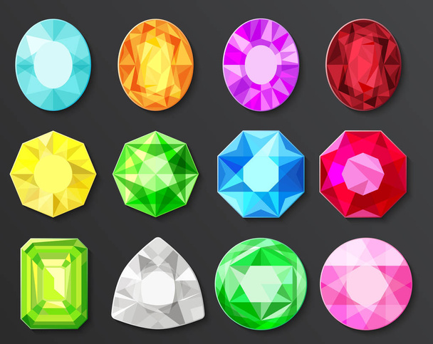 Векторний набір кольорових дорогоцінних каменів ізольовано
 - Вектор, зображення