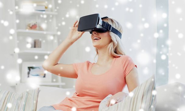 woman in virtual reality headset or 3d glasses - Foto, imagen