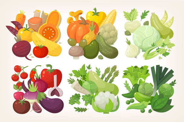 Красочные овощи
 - Вектор,изображение