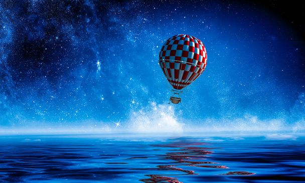 海の中、熱気球 - 写真・画像