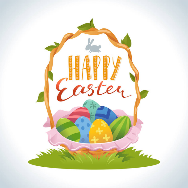 Happy Easter Greeting Card isolated on white background - Zdjęcie, obraz