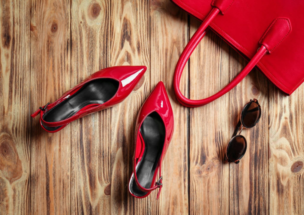 female stylish shoes and bag - Фото, изображение