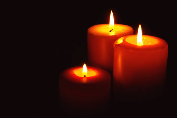 Burning candles on dark  - Foto, Imagem