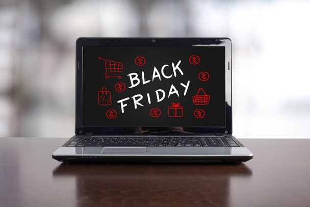Black friday concept on a laptop - Фото, изображение
