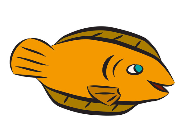 Flounder Pesce sorridente mentre nuota
 - Vettoriali, immagini