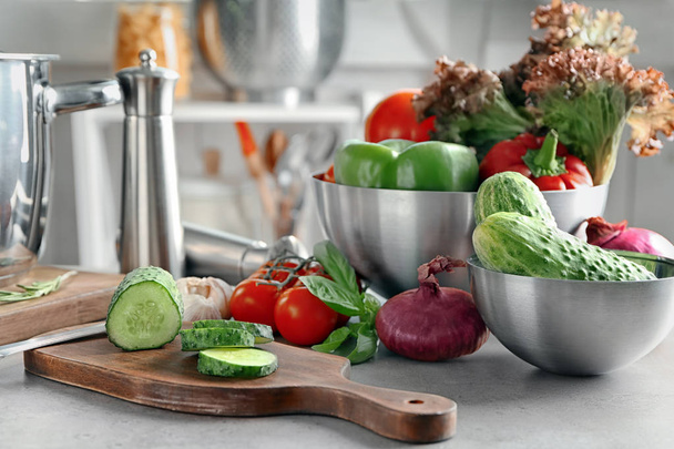 Composition with vegetables on table - Φωτογραφία, εικόνα