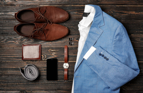 stylish male clothes and accessories  - Фото, зображення
