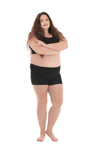 Overweight woman in underwear  - Фото, изображение