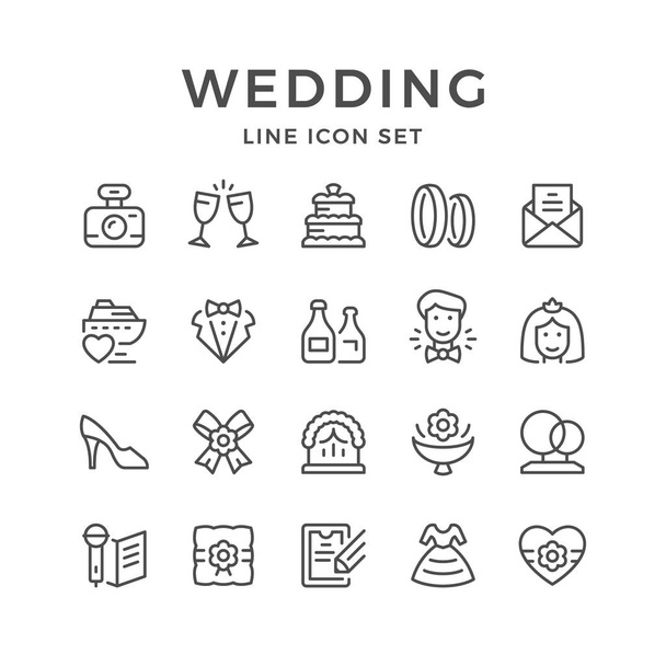 Set line icons of wedding - Вектор,изображение