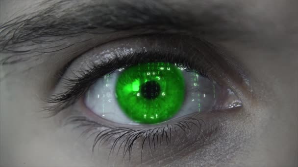 Makro düşen matris yeşil göz planı - Video, Çekim