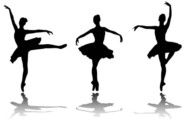 элегантные силуэты балерин
 - Вектор,изображение