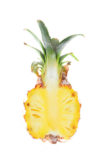 Pineapple half fruit ripe on white - Foto, Imagem